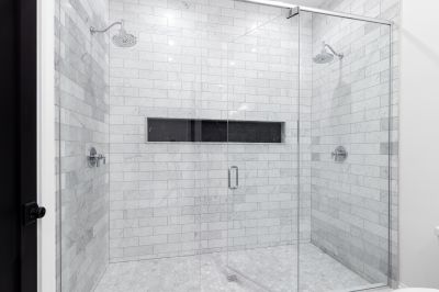 Corner Shower with Glass Doors
